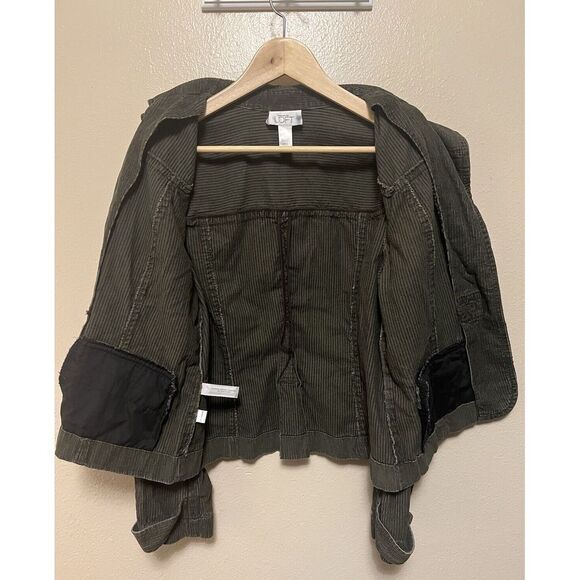 Loft Olive Green Corduroy Blazer Toggle Elbow Patches‎ Jacket Pleat Womens Sz 14 - Picture 3 of 16